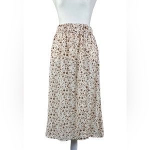 Cream And Brown Floral Skirt